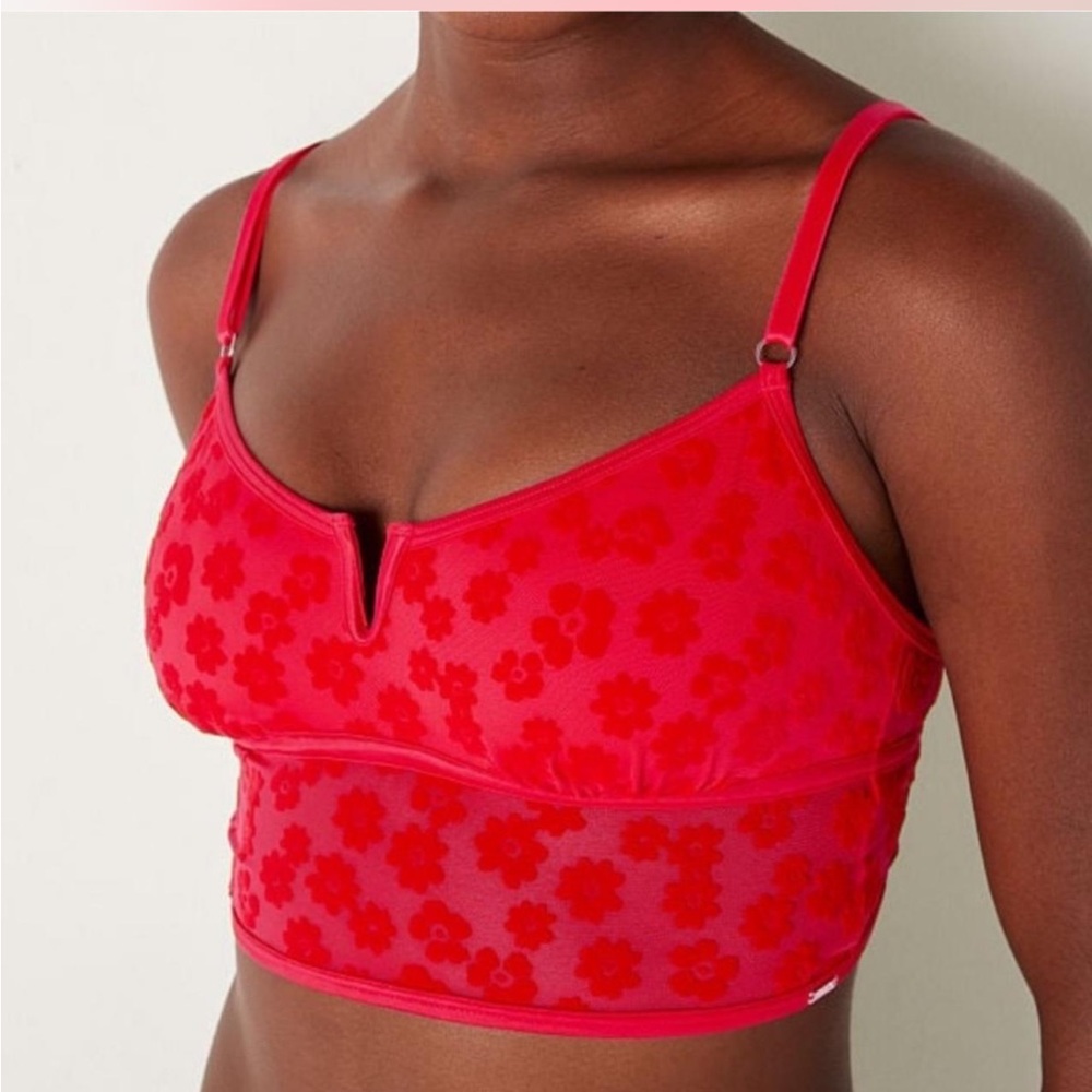 Victoria's Secret Red Floral Lace Bralette